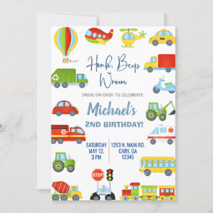Transportation, transport boy birthday invite. invitation