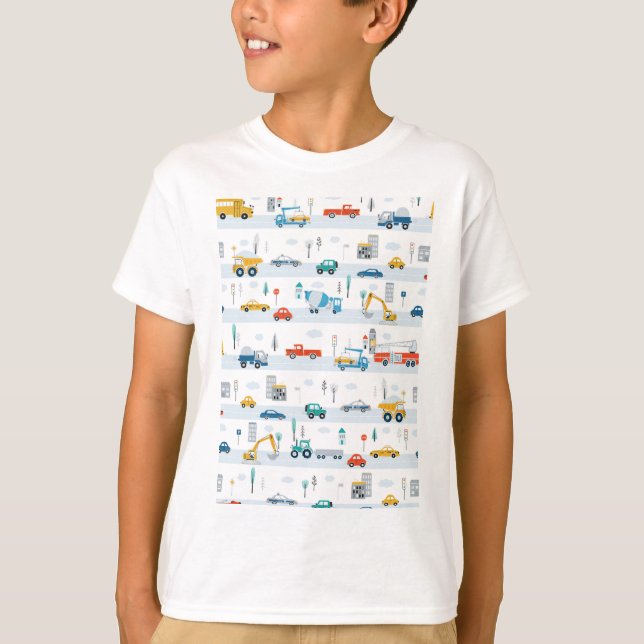Transportation Trucks and Cars Cute Kids T-Shirt (Front)