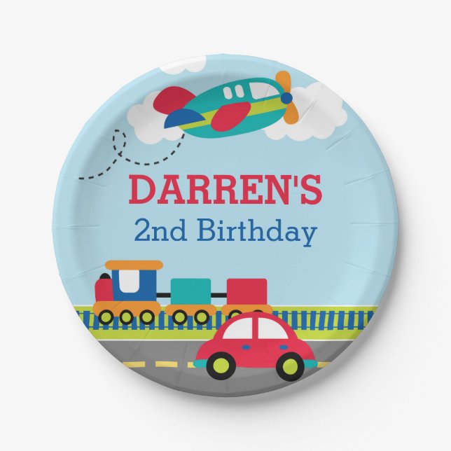 Transportation / Vehicle Boys Birthday Party Paper Plate (Front)