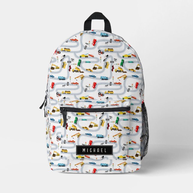 Transportation Vehicles Cars & Trucks Road Traffic Printed Backpack (Front)