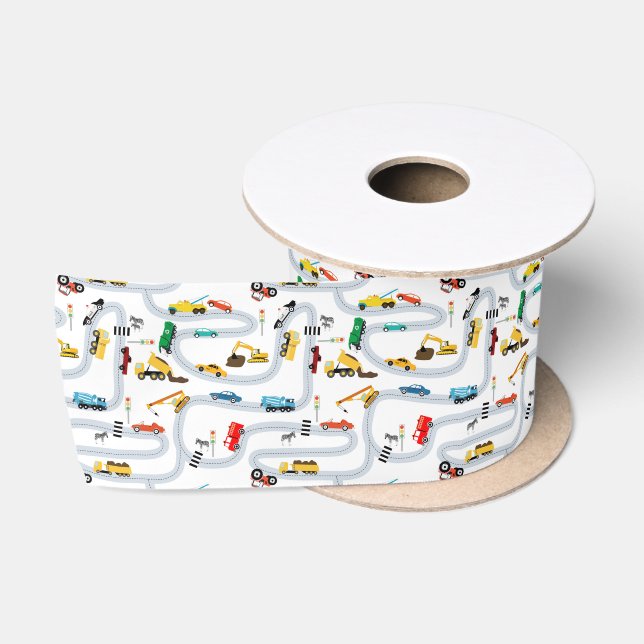 Transportation Vehicles Cars & Trucks Road Traffic Satin Ribbon (Spool)