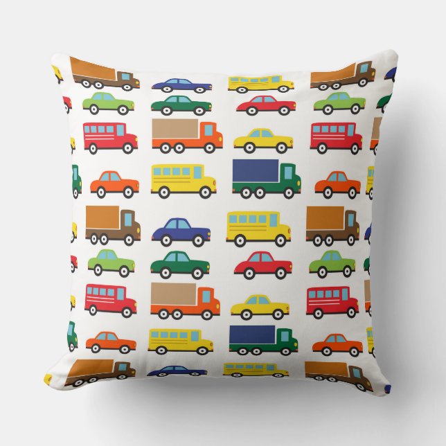 Transportation Vehicles Cute Kids Throw Pillow (Front)