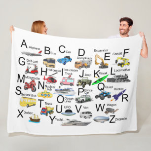 Transportation Vehicles English Alphabet Fleece Blanket