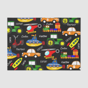 Transportation w/Personalized Name & Age  Tissue Paper