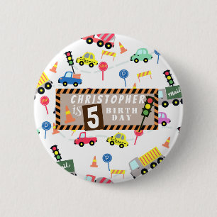 Transportation White 2 Inch Round Button