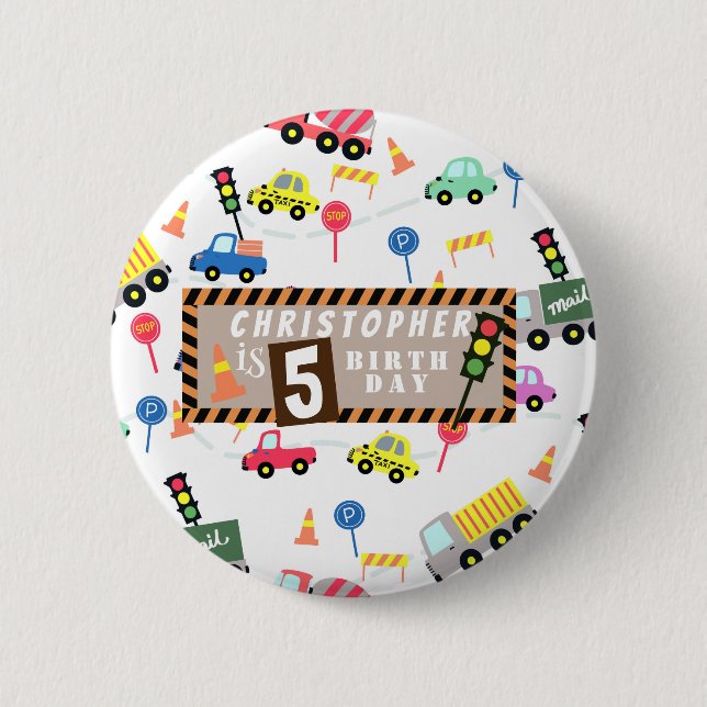 Transportation White 2 Inch Round Button (Front)