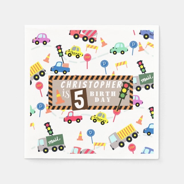 Transportation White  Napkin (Front)