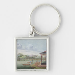 Transporting crates of tea (w/c on paper) keychain