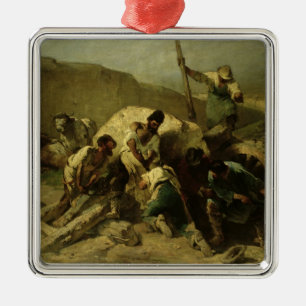 Transporting Stone Blocks Metal Ornament