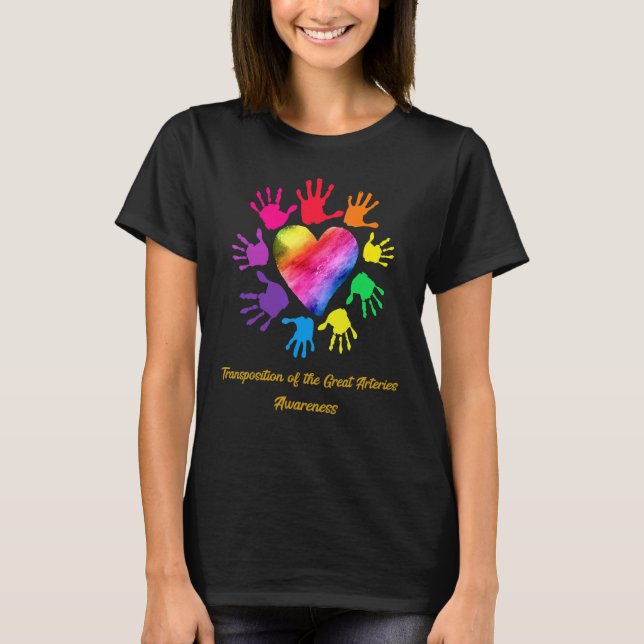Transposition Of The Great Arteries Awareness Hand T-Shirt (Front)