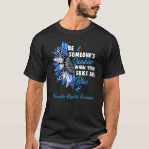 Transverse Myelitis Awareness Blue Ribbon Sunflowe T-Shirt