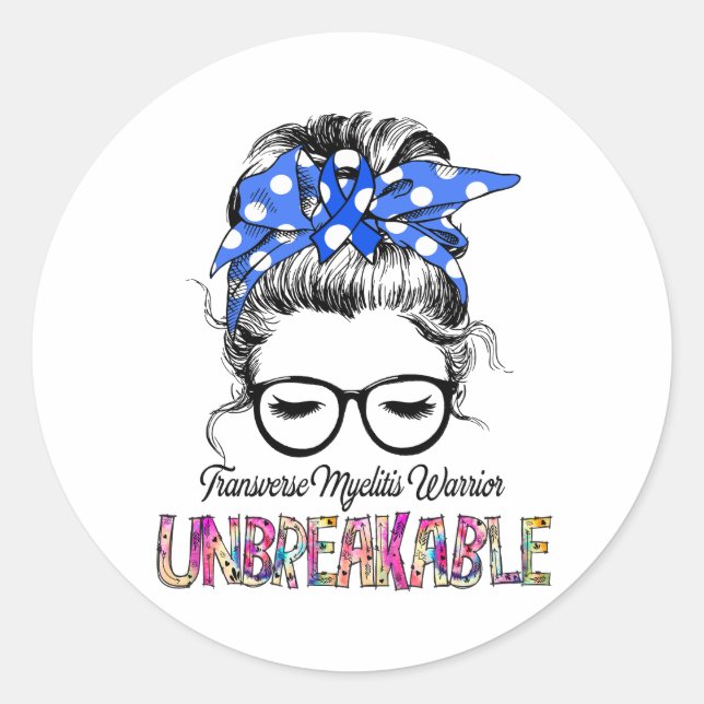 Transverse Myelitis Awareness Ribbon Support Gifts Classic Round Sticker (Front)