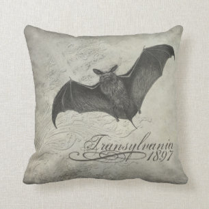 Transylvania 1897 Bat Collage Pillow Halloween