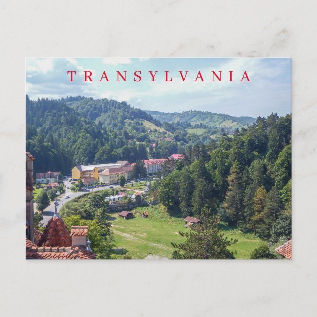 Transylvania Bran panoramic view postcard (Front)
