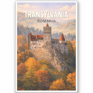 Transylvania Romania Illustration Travel Art Vinta