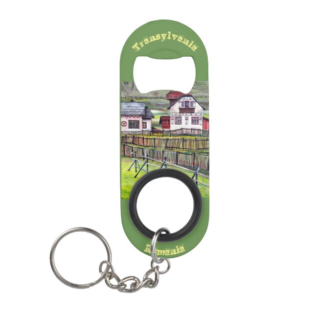 Transylvania, Romania, Picturesque Painted Scenery Keychain Bottle Opener (Front)