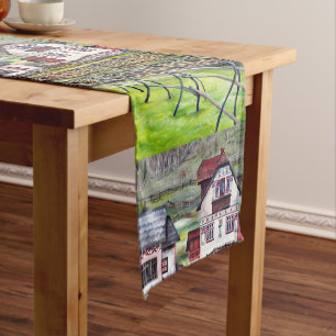Transylvania, Romania, Picturesque Painted Scenery Short Table Runner