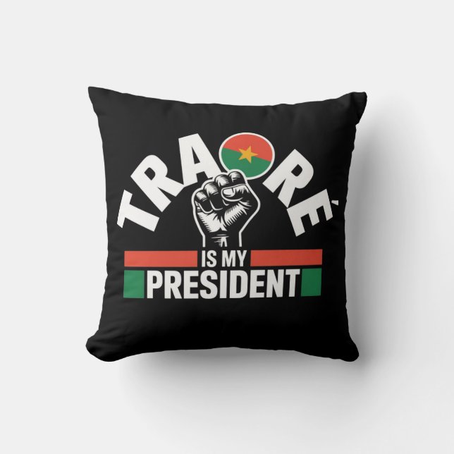 Traore Ibrahim Traoré is my President - Captain Throw Pillow (Front)