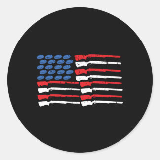 Trap Shooting American Flag Clay Pigeon Shooting Classic Round Sticker