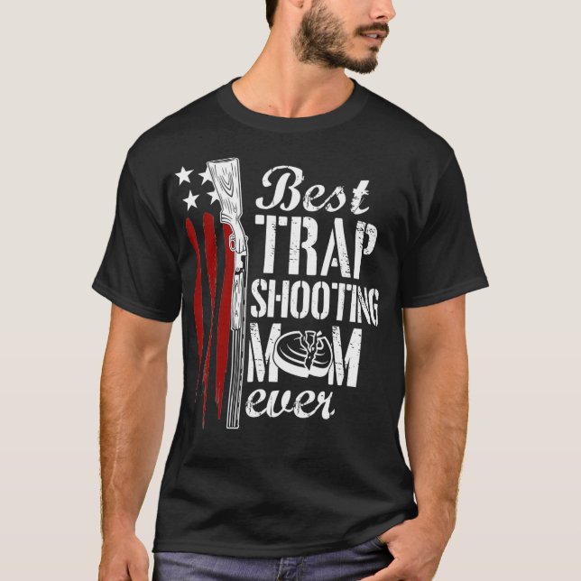 Trap Shooting Mom Gun Rights American Flag Day T-Shirt (Front)