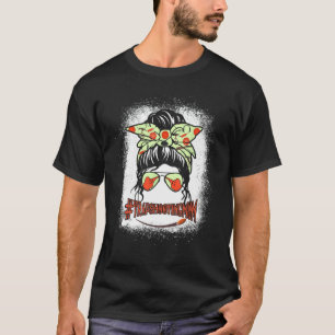 Trap Shooting Mom Messy Bun Hair Glasses Funny Sho T-Shirt