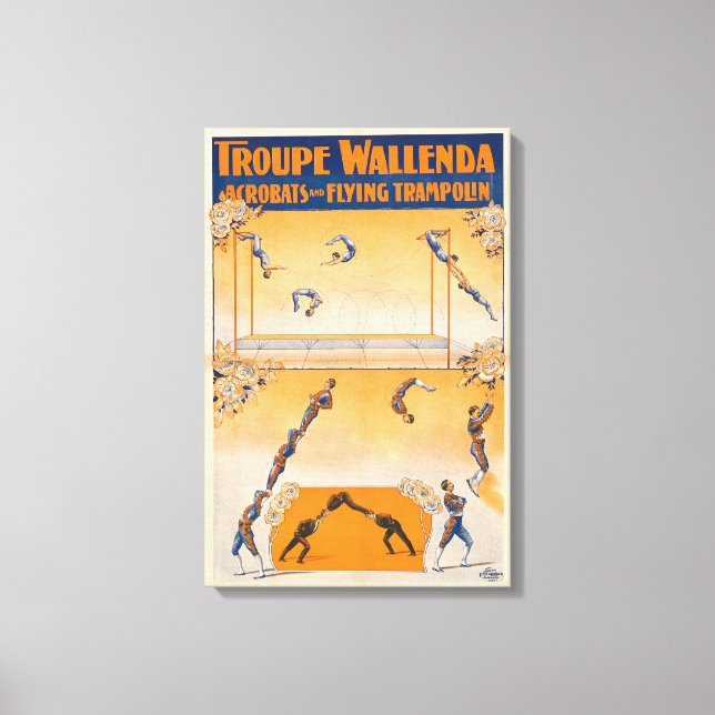 Trapeze, Acrobats And Flying Trampolin Canvas Print (Front)