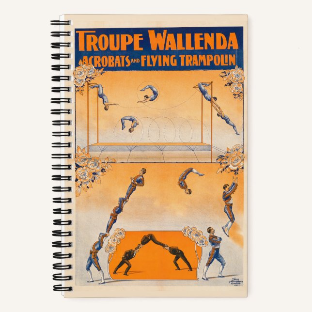 Trapeze, Acrobats And Flying Trampolin Notebook (Front)