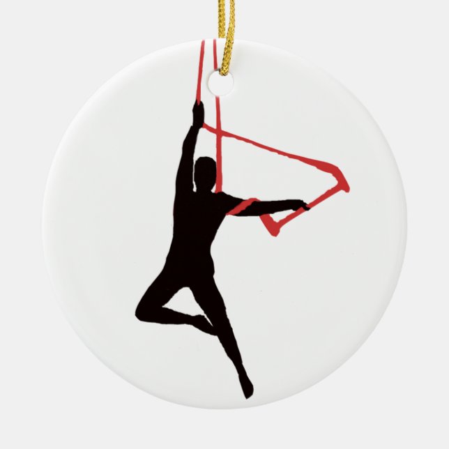 Trapeze Swing Aerialists Ceramic Ornament (Front)