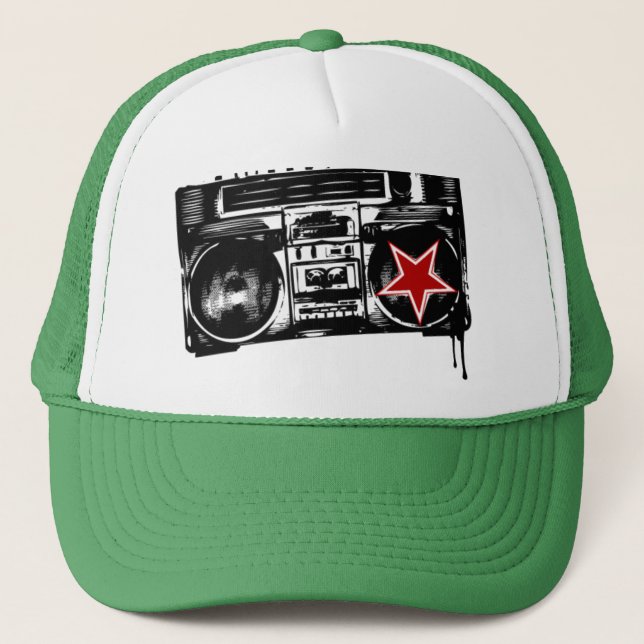trapmafia boom box logo trucker hat (Front)