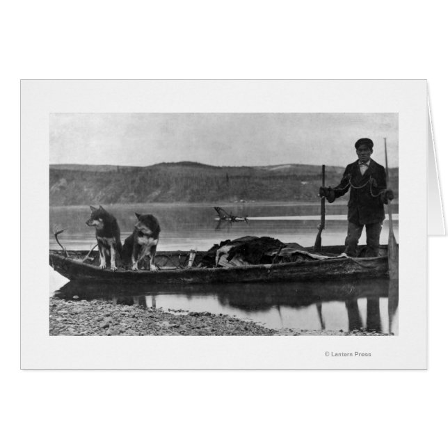 Trapper in Canoe with Hides and Dogs Alaska (Front Horizontal)