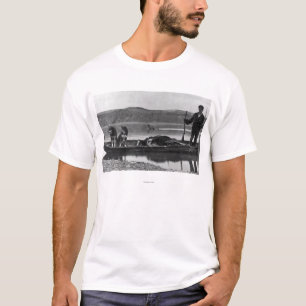 Trapper in Canoe with Hides and Dogs Alaska T-Shirt