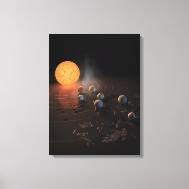 Trappist-1's Seven Planets In Orbit Around Star. Canvas Print (Front)