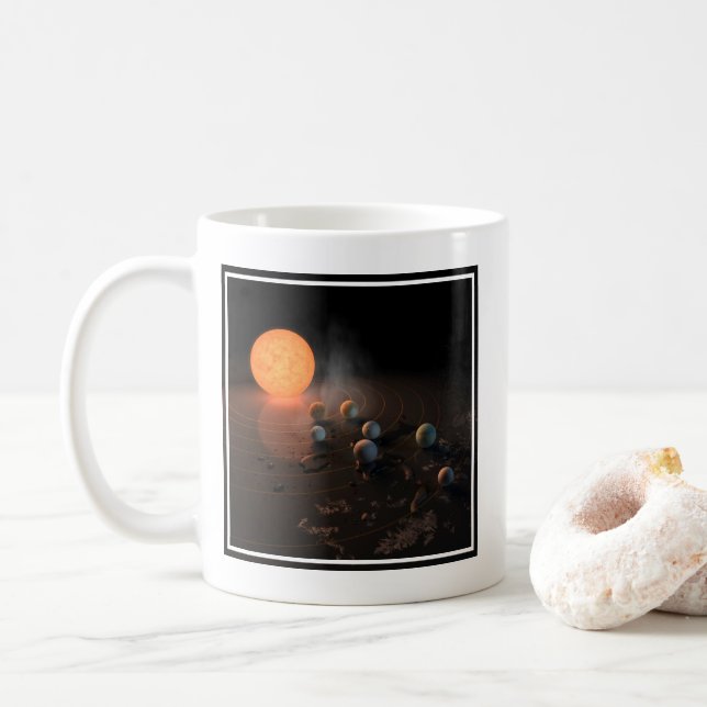 Trappist-1's Seven Planets In Orbit Around Star. Coffee Mug (With Donut)