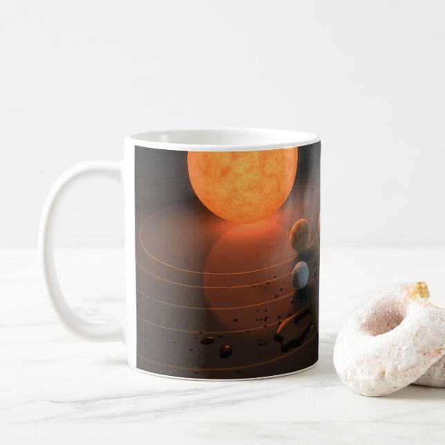 Trappist-1's Seven Planets In Orbit Around Star. Coffee Mug (With Donut)