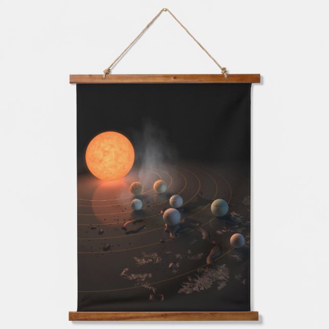 Trappist-1's Seven Planets In Orbit Around Star. Hanging Tapestry (Front)