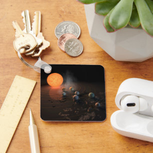 Trappist-1's Seven Planets In Orbit Around Star. Keychain