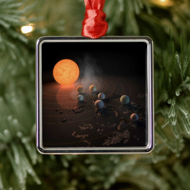 Trappist-1's Seven Planets In Orbit Around Star. Metal Ornament (Tree)