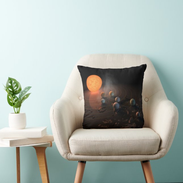 Trappist-1's Seven Planets In Orbit Around Star. Throw Pillow (Chair)