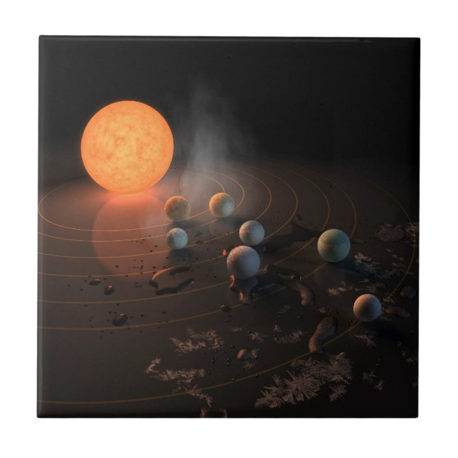 Trappist-1's Seven Planets In Orbit Around Star. Tile (Front)