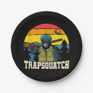 Trapsquatch Bigfoot Funny Clay Trap Shooting Men Paper Plate