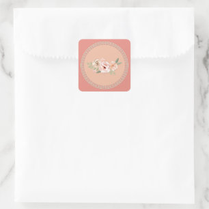 Traquility, beautiful pastel floral design, square sticker