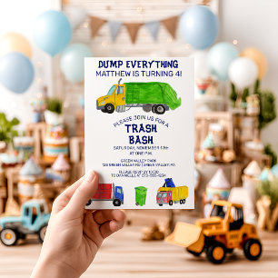 Trash Bash Garbage Trucks Boys Birthday Party Invitation