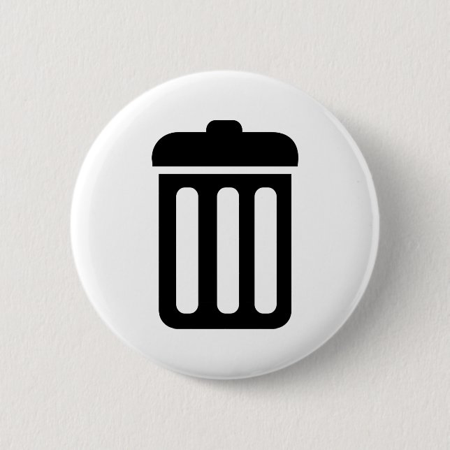 Trash bin symbol 2 inch round button (Front)