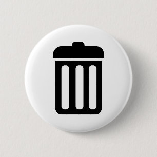 Trash bin symbol 2 inch round button