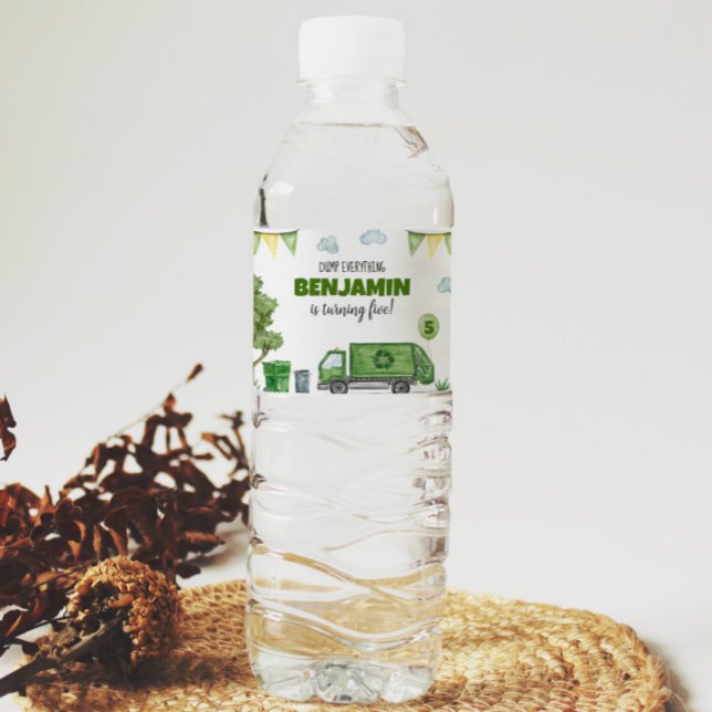 Trash Camion Birthday Étiquette de bouteille d'eau (Créateur téléchargé)