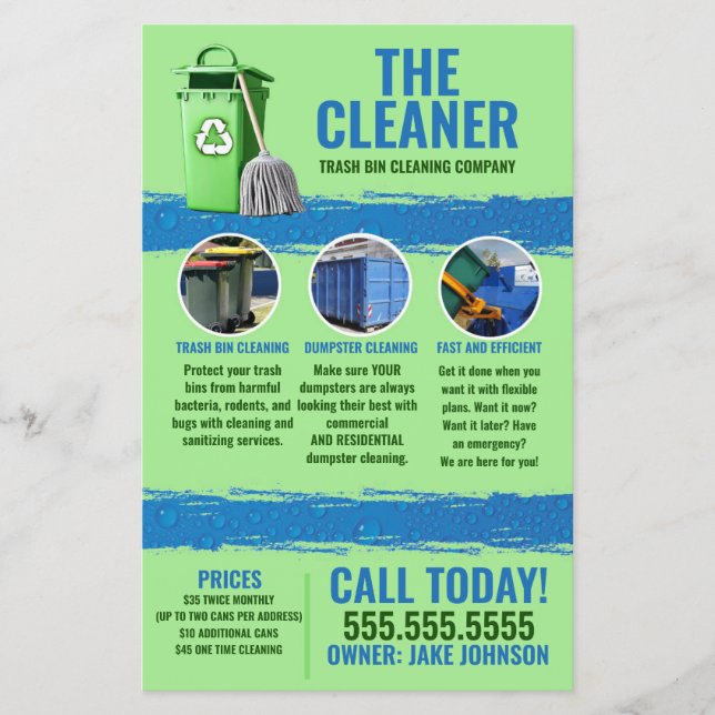 Trash Can Cleaning Service Flyer (Front)