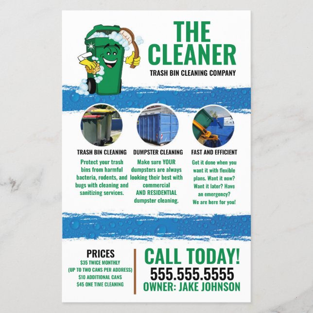 Trash Can Cleaning Service Flyer (Front)
