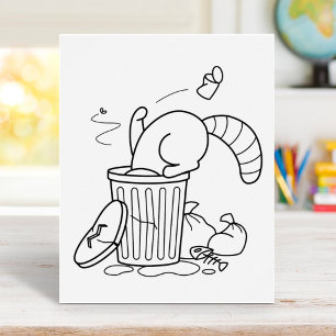 Trash Can Raccoon Colouring Page Poster