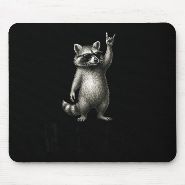 Trash DJ Rock Panda Raccoon Shades Mouse Pad (Front)