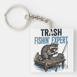 Trash Fishin' Expert Raccoon Keychain